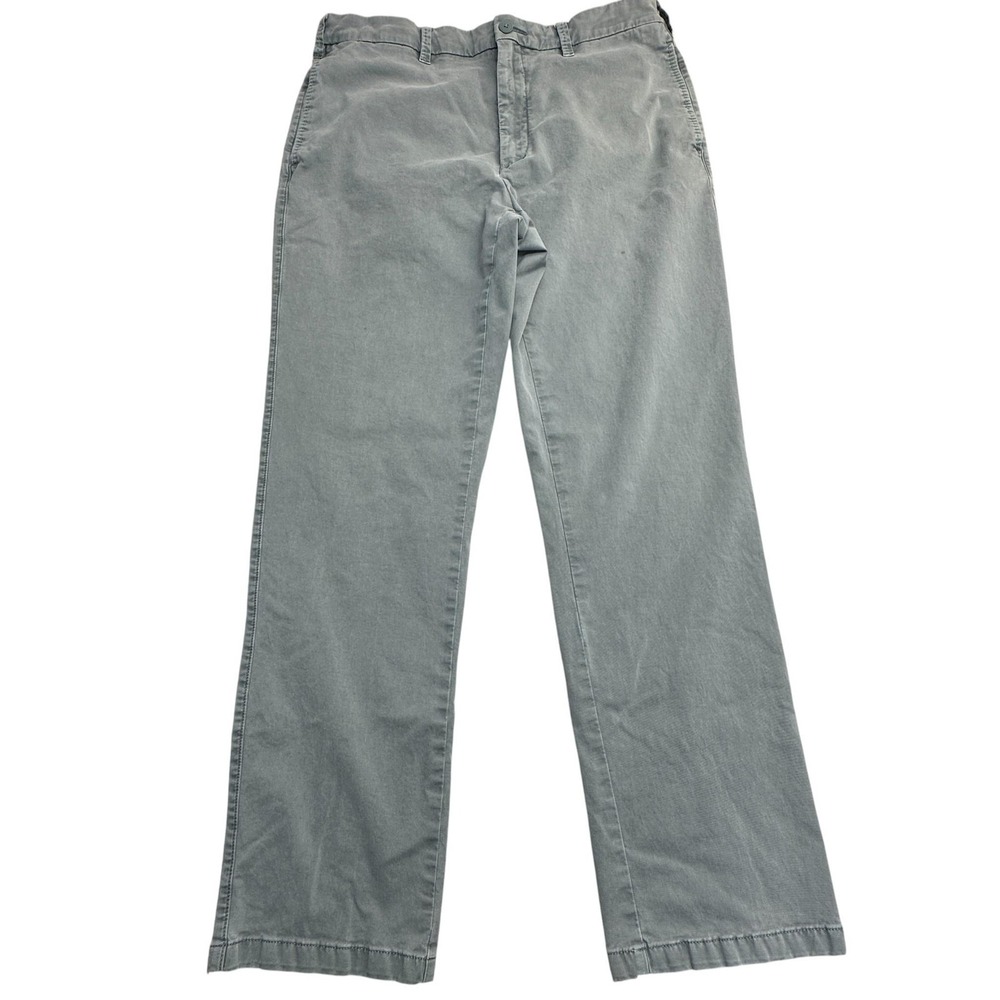 Orvis Pants Mens 36x32 Gray Stretch Chino Straight Leg Casual Fish Logo Twill
